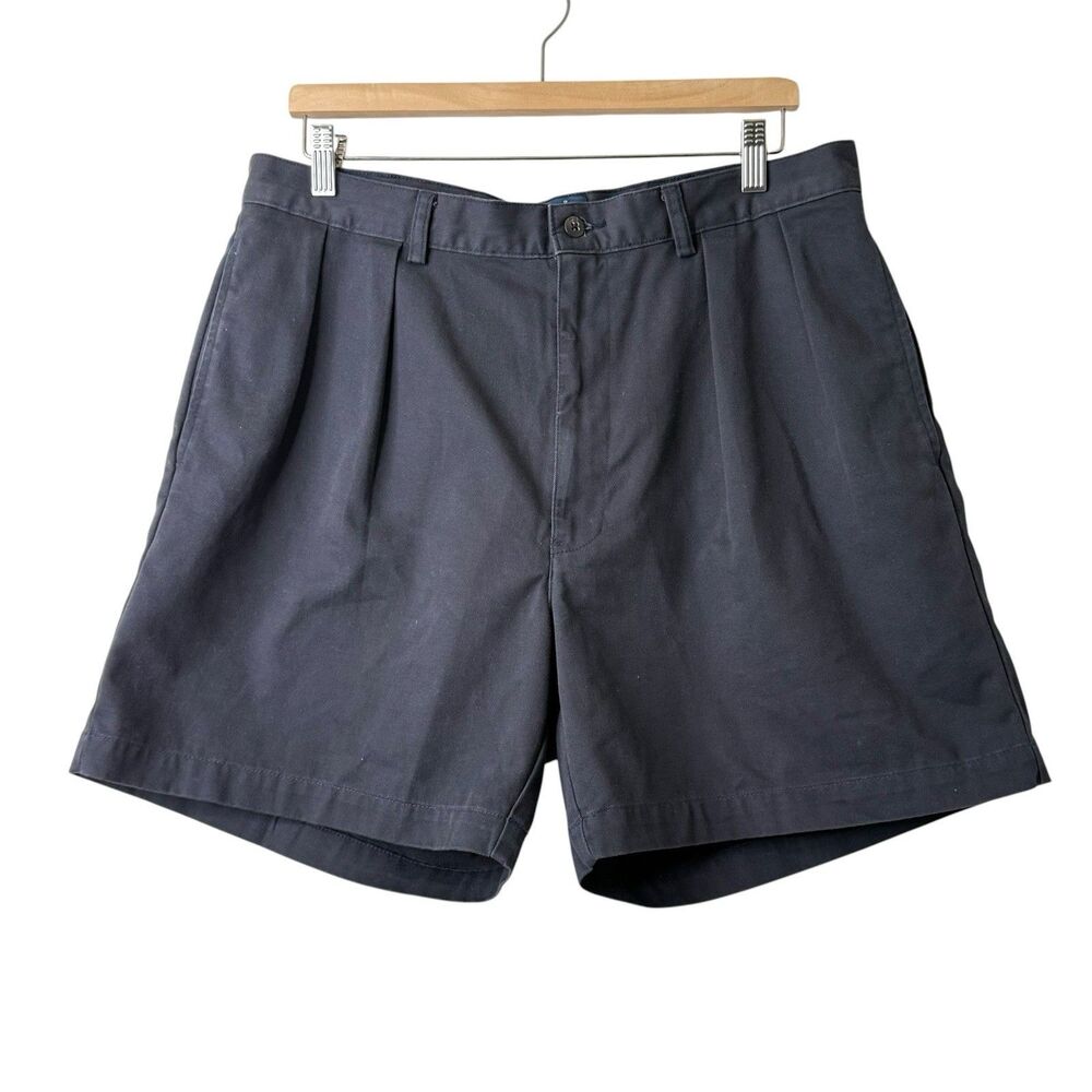 Vintage Polo Ralph Lauren Andrew Chino Shorts Double Pleated Mens 36 Navy Blue